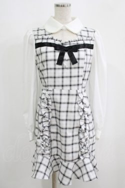 画像1: Ank Rouge / チェックリボンワンピース M ホワイト H-25-09-11-040-CA-OP-NS-ZH