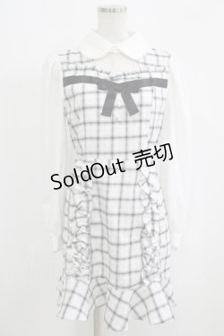 画像1: Ank Rouge / チェックリボンワンピース M ホワイト H-25-09-11-040-CA-OP-NS-ZH