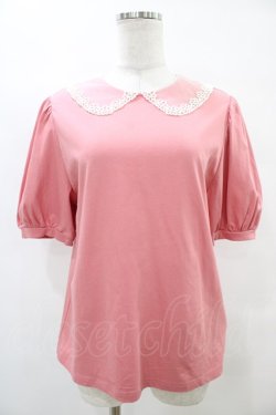 画像1: Jane Marple / チュールレースカラーパフィースリーブプルオーバー  ピンク H-25-09-11-1046-JM-TO-KB-ZH