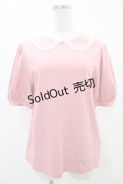 画像1: 【SALE】Jane Marple / チュールレースカラーパフィースリーブプルオーバー  ピンク H-25-09-11-1046-JM-TO-KB-ZT376