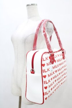 画像2: MILK / LOGO BIGバッグ  オフ×レッド H-25-09-11-1011-ML-ZA-KB-ZH