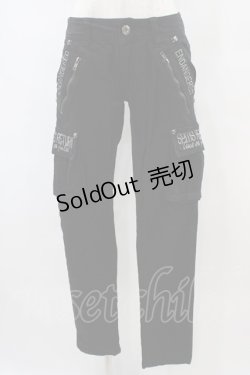 画像1: GHOST of HARLEM / 英字刺繍パンツ  黒 H-25-09-11-1014-GL-PA-KB-ZH