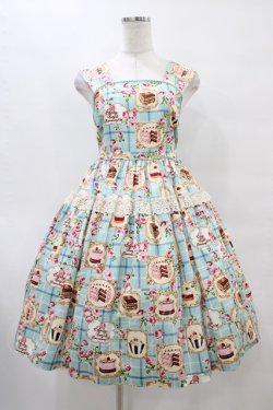 画像1: Shirley Temple / ローズカフェプリントジャンパースカート 160 ミント H-25-09-11-1024-ET-OP-KB-ZH