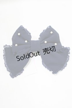 画像2: Angelic Pretty / ふわふわシフォンパールリボンバレッタ  ネイビー H-25-09-11-060-AP-AC-NS-ZH