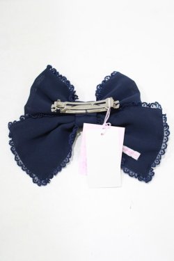 画像3: Angelic Pretty / ふわふわシフォンパールリボンバレッタ  ネイビー H-25-09-11-060-AP-AC-NS-ZH