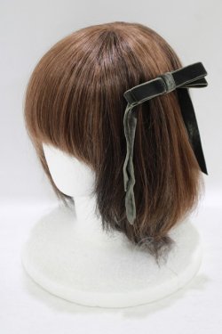 画像1: Fi.n.t / ベロアロングリボンバレッタ  KHAKI H-25-09-11-063-CA-AC-NS-ZH