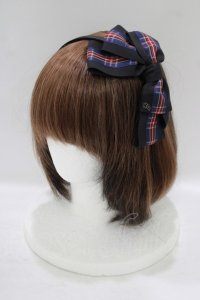 Innocent World / タータンチェックリボンカチューシャ  ブルー H-25-09-11-067-IW-AC-NS-ZH