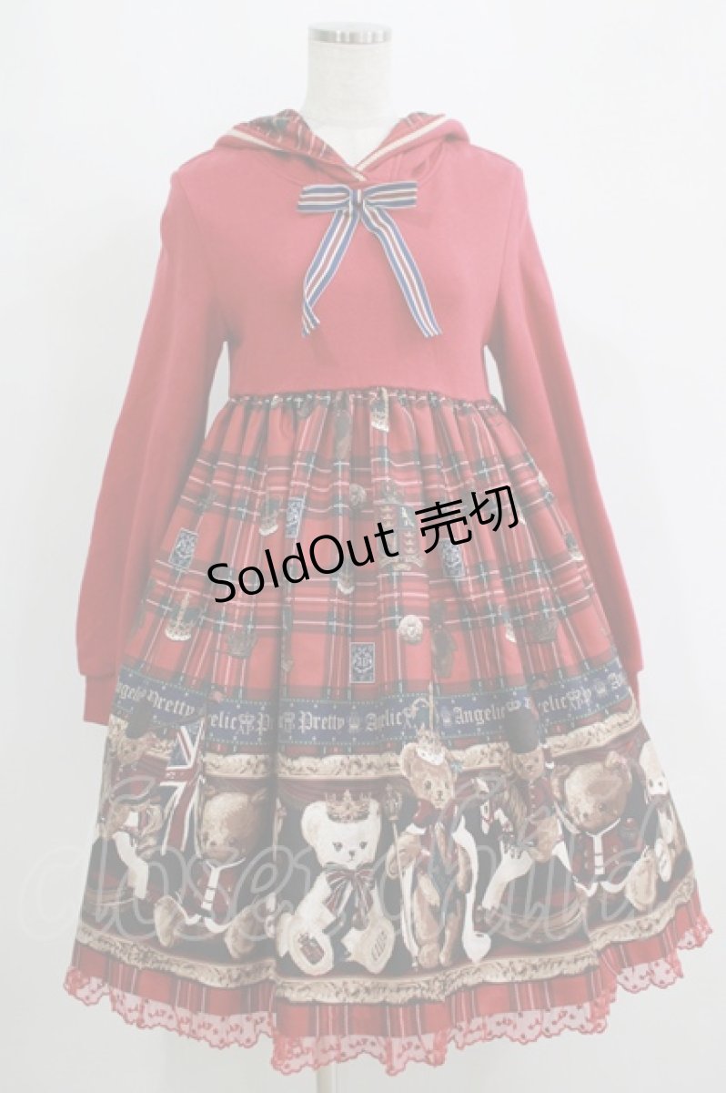 画像1: Angelic Pretty / British Bearカットワンピース Free レッド H-25-09-11-007-AP-OP-NS-ZH (1)