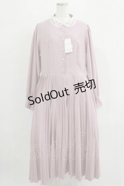 画像1: m petit by misako / レース襟プリーツワンピース LL ピンク H-25-09-11-013-LO-OP-NS-ZH