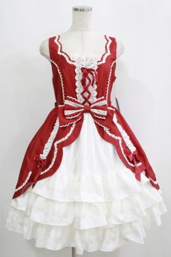 画像1: Angelic Pretty / スカラップレースドールジャンパースカート Free レッド H-25-09-11-002-AP-OP-NS-ZH