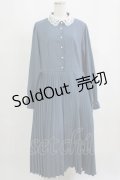 m petit by misako / レース襟プリーツワンピース LL ブルー H-25-09-11-014-LO-OP-NS-ZH