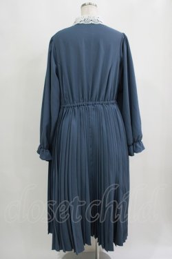 画像3: m petit by misako / レース襟プリーツワンピース LL ブルー H-25-09-11-014-LO-OP-NS-ZH