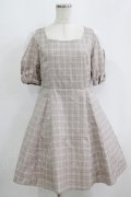 Ank Rouge / シフォン切替チェックワンピース M ブラウン H-25-09-11-022-CA-OP-NS-ZH