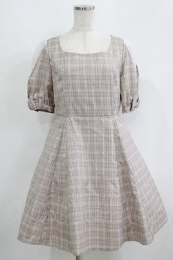 画像1: Ank Rouge / シフォン切替チェックワンピース M ブラウン H-25-09-11-022-CA-OP-NS-ZH