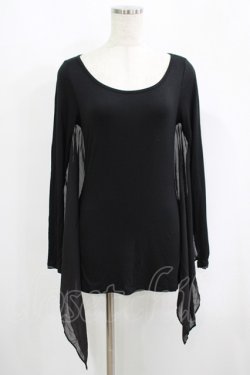 画像1: WIDOW / ジョーゼット切替カットソー S ブラック H-25-09-12-027-PU-TO-KB-ZH