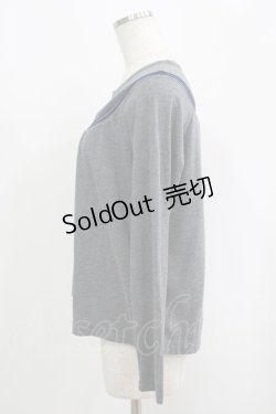 画像2: Jane Marple / ベロアラインカットソー M グレー H-25-09-12-030-JM-TO-KB-ZH