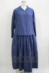 Jane Marple Dans Le Salon / Coating typewriter marine collar dress M ブルー H-25-09-12-004-JM-OP-KB-ZH