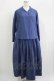画像1: Jane Marple Dans Le Salon / Coating typewriter marine collar dress M ブルー H-25-09-12-004-JM-OP-KB-ZH (1)