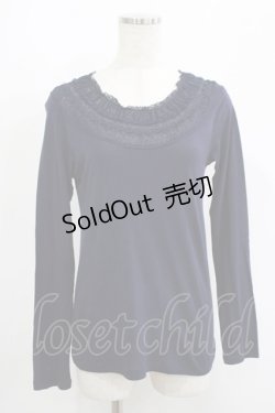 画像1: Jane Marple Dans Le Salon / レースネックカットソー M ネイビー H-25-09-12-034-JM-TO-KB-ZH