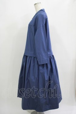 画像2: Jane Marple Dans Le Salon / Coating typewriter marine collar dress M ブルー H-25-09-12-004-JM-OP-KB-ZH