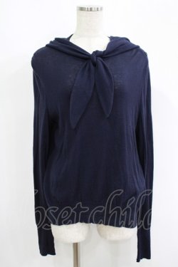 画像1: Jane Marple Dans Le Salon / Cotton cashmere stole turtleneck sweater M ネイビー H-25-09-12-035-JM-TO-KB-ZH
