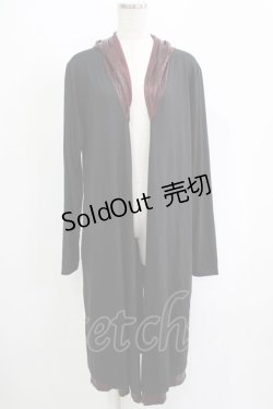 画像1: Deorart / 切替フードロングカーディガン  黒×赤 H-25-09-12-041-PU-TO-KB-ZH