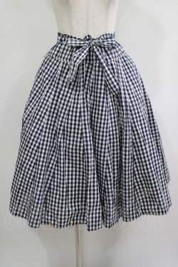 画像1: Jane Marple Dans Le Salon / Typewriter gingham gored skirt M ネイビー H-25-09-12-006-JM-SK-KB-ZH