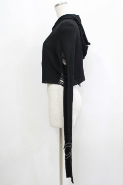 画像2: WIDOW / ダメージフードニット XS 黒 H-25-09-12-049-PU-TO-KB-ZH