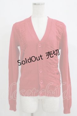 画像1: SEXY DYNAMITE LONDON / ダメージニットカーディガン M ピンクレッド H-25-09-12-051-PU-TO-KB-ZH