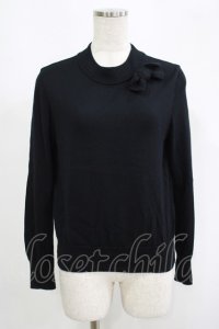 Jane Marple Dans Le Salon / リボン付きニット M ブラック H-25-09-12-052-JM-TO-KB-ZH