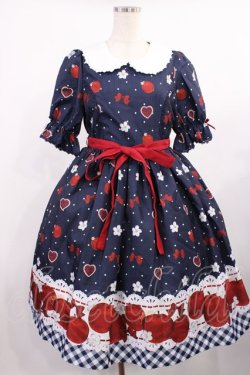 画像1: Chalmiere / スウィーティアップルワンピース M ネイビー H-25-09-12-1009-LO-OP-NS-ZH