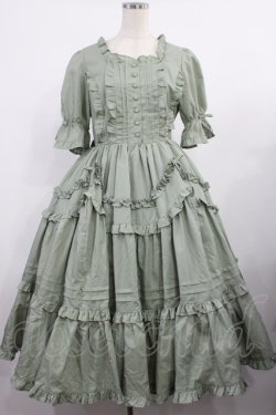 画像1: Chalmiere / フリルロングワンピース M グリーン H-25-09-12-1002-LO-OP-NS-ZH