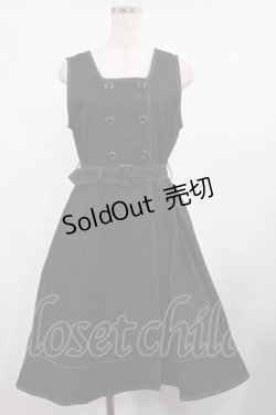 画像1: Fi.n.t / ステッチ使いトレンチ風ジャンパースカート Free BLACK H-25-09-12-1011-CA-OP-NS-ZH