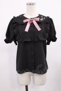 Ank Rouge / リボンストロベリーパフブラウス M ブラック H-25-09-12-1023-CA-BL-NS-ZH