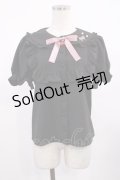 Ank Rouge / リボンストロベリーパフブラウス M ブラック H-25-09-12-1023-CA-BL-NS-ZH