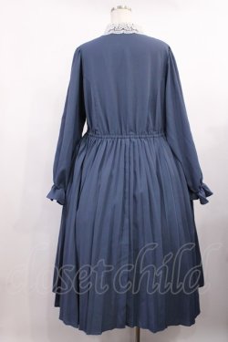 画像2: m petit by misako / レース襟プリーツワンピース LL ブルー H-25-09-12-1003-LO-OP-NS-ZH