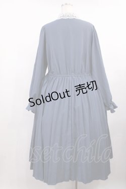 画像2: m petit by misako / レース襟プリーツワンピース LL ブルー H-25-09-12-1003-LO-OP-NS-ZH