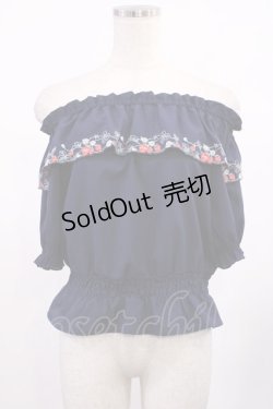 画像1: Fi.n.t / 野イチゴ刺繍オフショルブラウス Free NAVY H-25-09-12-1024-CA-BL-NS-ZH