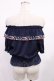 画像2: Fi.n.t / 野イチゴ刺繍オフショルブラウス Free NAVY H-25-09-12-1024-CA-BL-NS-ZH (2)