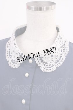 画像3: m petit by misako / レース襟プリーツワンピース LL ブルー H-25-09-12-1003-LO-OP-NS-ZH