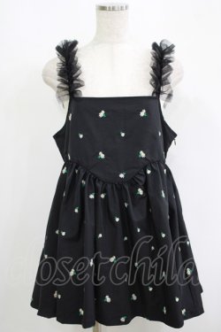画像1: Candy Stripper / TINY FLOWER MINI ONE-PIECE  ブラック H-25-09-12-057-PU-OP-KB-ZH