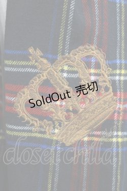 画像2: Jane Marple / クラウン刺繍チェックストール  ブラック H-25-09-12-065-JM-ZA-KB-ZH