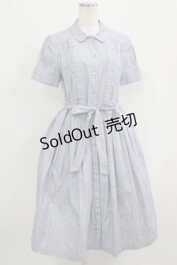 画像1: Jane Marple Dans Le Salon / ストライプシャツドレス M ブルー H-25-09-12-009-JM-OP-KB-ZH