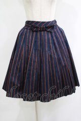 Jane Marple / レジメンタルストライプのトリプルタックスカート M ネイビー H-25-09-12-011-JM-SK-KB-ZH