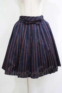 画像1: Jane Marple / レジメンタルストライプのトリプルタックスカート M ネイビー H-25-09-12-011-JM-SK-KB-ZH