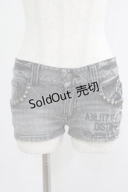 画像1: GHOST of HARLEM / ダメージデニムショートパンツ  グレー H-25-09-12-019-GL-PA-KB-ZH