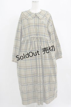 画像1: merry jenny / bear刺繍チェックワンピース  イエロー H-25-09-12-003-LO-OP-KB-ZH