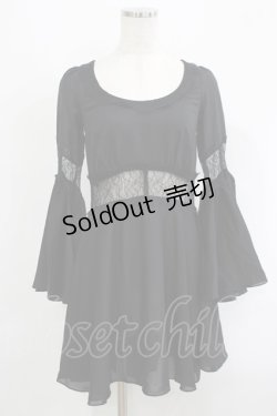 画像1: Blacklist / レースシフォンワンピース XS ブラック H-25-09-12-021-PU-OP-KB-ZH