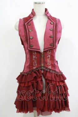 画像1: Ozz Croce / 薔薇刺繍2Wayオーバーベスト  ボルドー H-25-09-12-025-OO-TO-KB-ZH