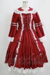 metamorphose / 無地ラッセルレースつき姫袖ワンピース サイズ1 エンジ/オフ白 H-25-09-13-004-ME-OP-NS-ZH